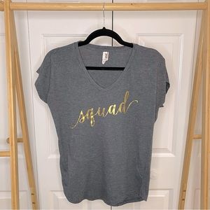 Gold Squad Script Shirt on Goldman Heather Gray Graphite Short Sleeve Tee, M